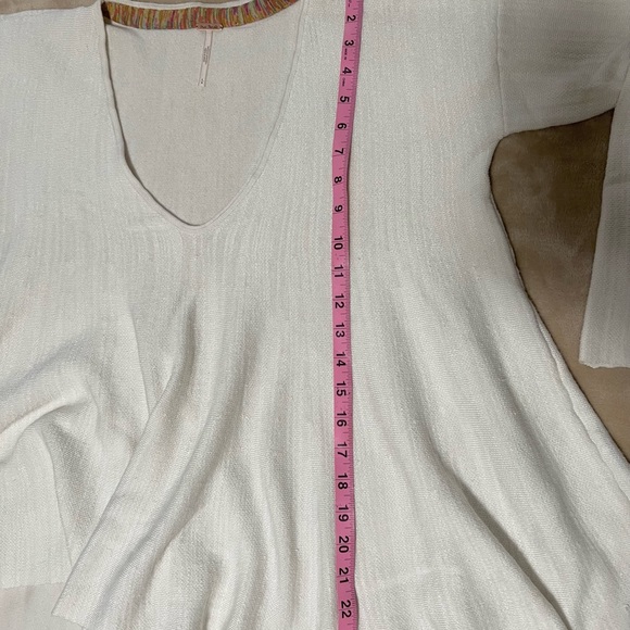 Free People oversized v-neck sweater size L oatmeal cream - Picture 6 of 15